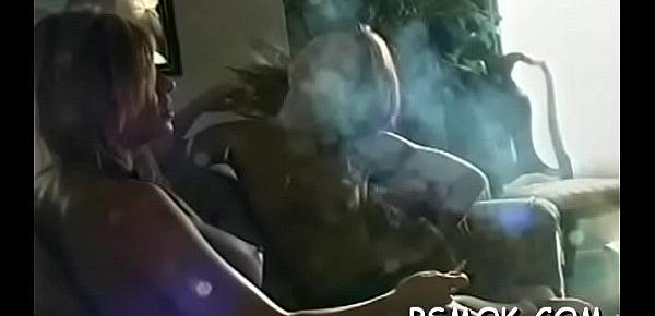  Wild hotties enchanting each other whilst smoking